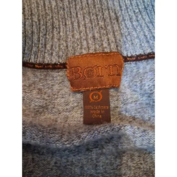 Mens Cashmere 1/4 Zip Sweater Size Medium Elbow Pads - Picture 2 of 6